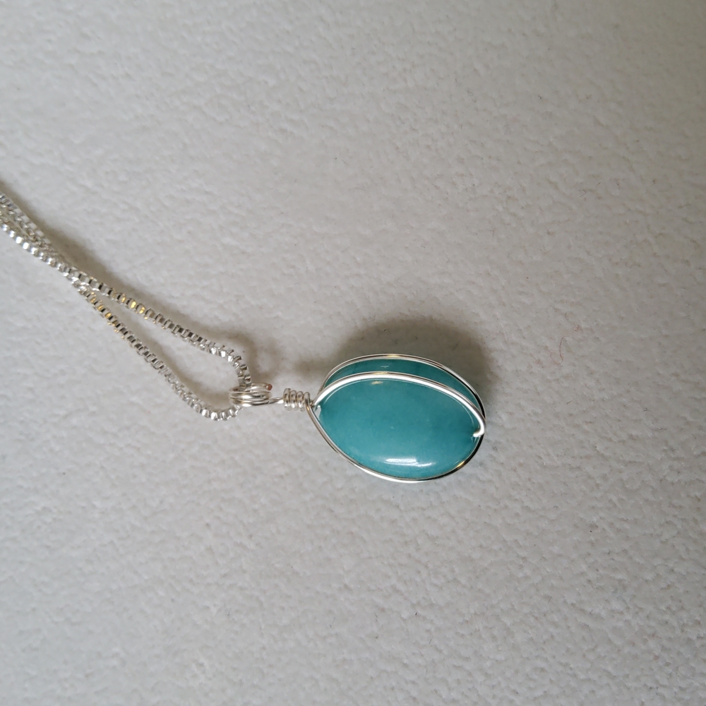 Sterling Silver Aquamarine Necklace 30” *Last One* - Picture 2 of 9